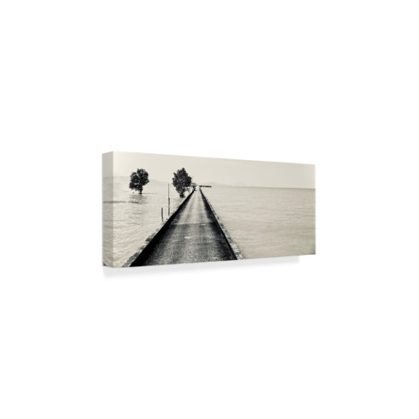 American School 'Black And White Pier Phuket' Canvas Art,20x47